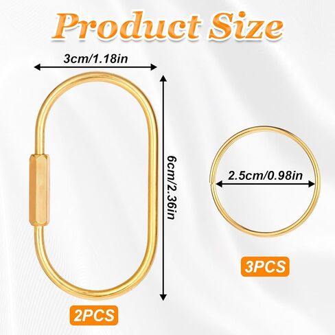 2 Pcs Brass Keychain with 3 Rings, Brass Screw Lock Keychains Gold Key Organizer Simple Key Ring Holder Universal Keychain Clip for Men and Women in Saudi Arabia