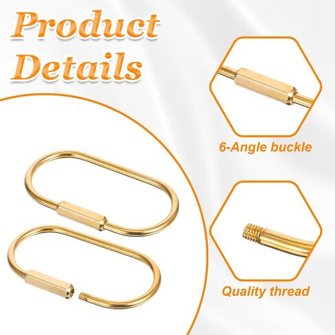2 Pcs Brass Keychain with 3 Rings, Brass Screw Lock Keychains Gold Key Organizer Simple Key Ring Holder Universal Keychain Clip for Men and Women in Saudi Arabia