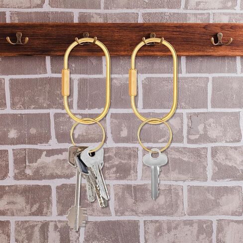 2 Pcs Brass Keychain with 3 Rings, Brass Screw Lock Keychains Gold Key Organizer Simple Key Ring Holder Universal Keychain Clip for Men and Women in Saudi Arabia