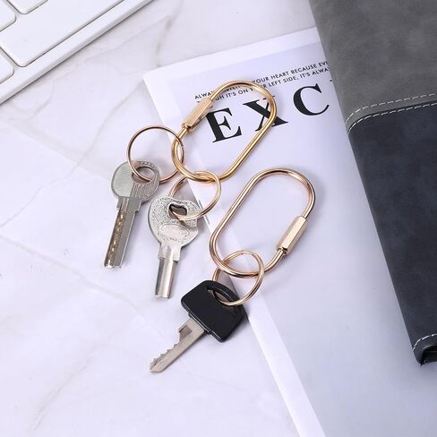 2 Pcs Brass Keychain with 3 Rings, Brass Screw Lock Keychains Gold Key Organizer Simple Key Ring Holder Universal Keychain Clip for Men and Women in Saudi Arabia
