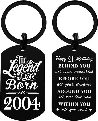 Yobent Happy 21 عيد ميلاد للبنات الفتيات ، زينة عيد الميلاد الحادية والعشرين للرجال نساء ، سلسلة BDAY KEYCAIN ، المولودة في عام 2004 الحاضر in Saudi Arabia