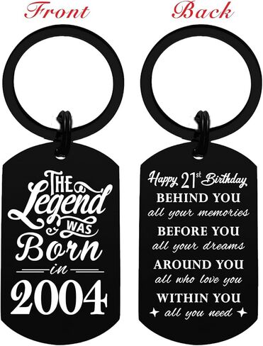 Yobent Happy 21 عيد ميلاد للبنات الفتيات ، زينة عيد الميلاد الحادية والعشرين للرجال نساء ، سلسلة BDAY KEYCAIN ، المولودة في عام 2004 الحاضر in Saudi Arabia