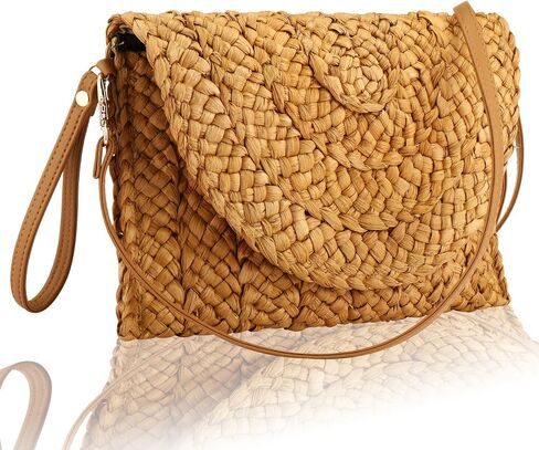 Straw Clutch Purses for Women Woven Straw Crossbody Bags Women's Crossbody Handbags Retro Shoulder Bag Beach Bags in Kuwait