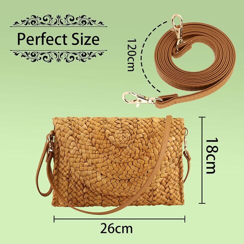 Straw Clutch Purses for Women Woven Straw Crossbody Bags Women's Crossbody Handbags Retro Shoulder Bag Beach Bags in Kuwait