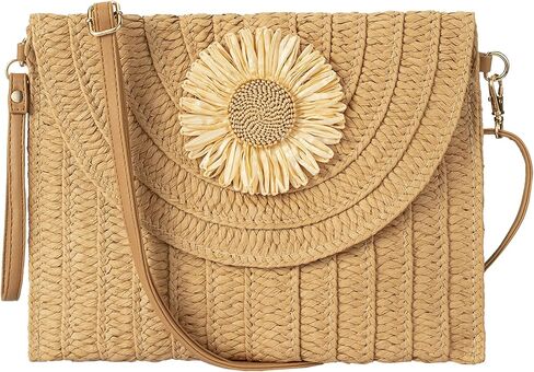 Straw Clutch Purses for Women Woven Straw Crossbody Bags Women's Crossbody Handbags Retro Shoulder Bag Beach Bags in Kuwait