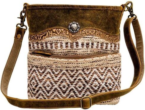 حقيبة Myra Western Canvas Crossbody للنساء - القطن والكتف من الجلد in Saudi Arabia