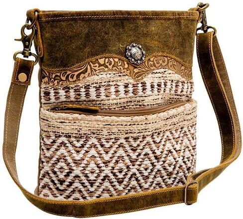 حقيبة Myra Western Canvas Crossbody للنساء - القطن والكتف من الجلد in Saudi Arabia