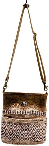حقيبة Myra Western Canvas Crossbody للنساء - القطن والكتف من الجلد in Saudi Arabia