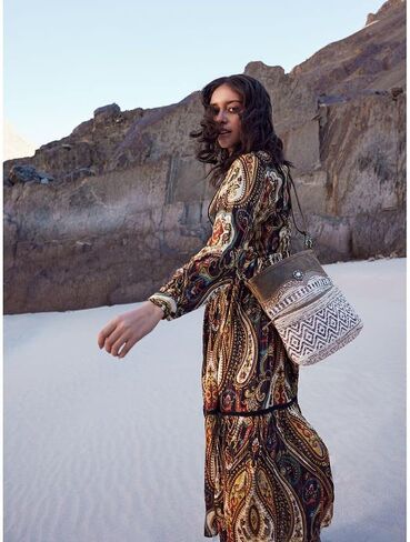 حقيبة Myra Western Canvas Crossbody للنساء - القطن والكتف من الجلد in Saudi Arabia
