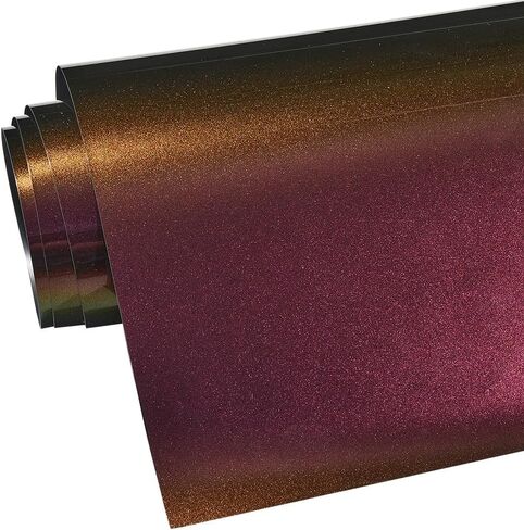 Gloss Chameleon Purple to Green Vinyl Wrap, Metallic Glitter Sparking Color Change Vehicle Film Self Adhesive DIY Decal Auto Cars Motorcycle Protection 60'' x 19.6'' (5ft x 1.6ft) in Kuwait