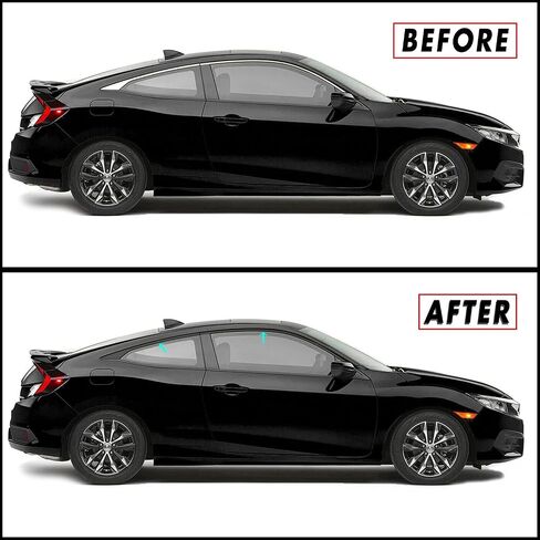 SlickMod Chrome Delete Blackout Vinyl Overlay for 2016-2021 Honda Civic Coupe Window Trim (Gloss Black) in Saudi Arabia