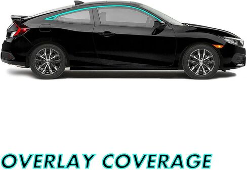 SlickMod Chrome Delete Blackout Vinyl Overlay for 2016-2021 Honda Civic Coupe Window Trim (Gloss Black) in Saudi Arabia