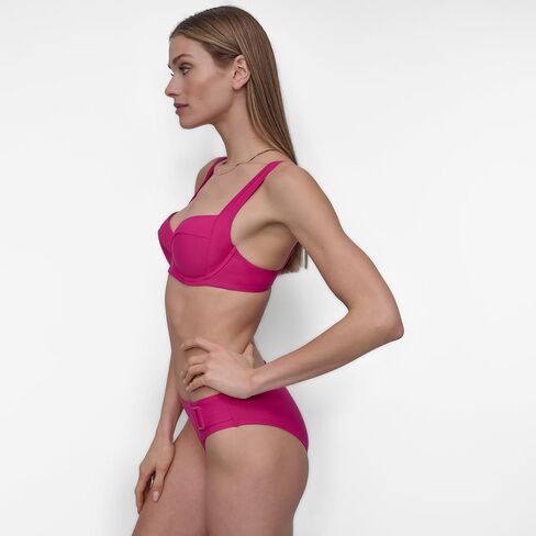 DKNY Women's Bikini Set Molded Bra Top & Low Rise Bottom with Side Ring Detail in Kuwait