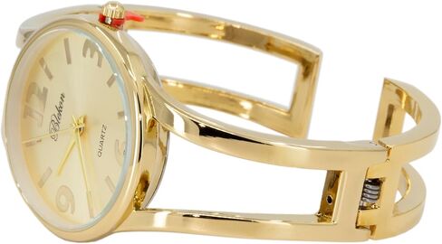 Blekon Collections Women's Elegant Analog Quartz Watch - 33mm Case, Casual Metal Cuff Bangle Design, Adjustable Fit for 7-8 Inch Wrist Size in Kuwait