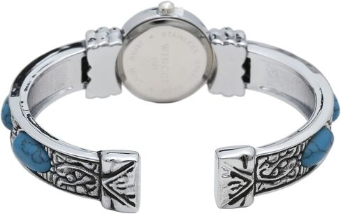 Blekon Stone Studded Watch for Women, 22mm Case Japanese Quartz Movement and Large Cuff Bangle, Best Fits Wrists Measuring 7-8 inches in Kuwait