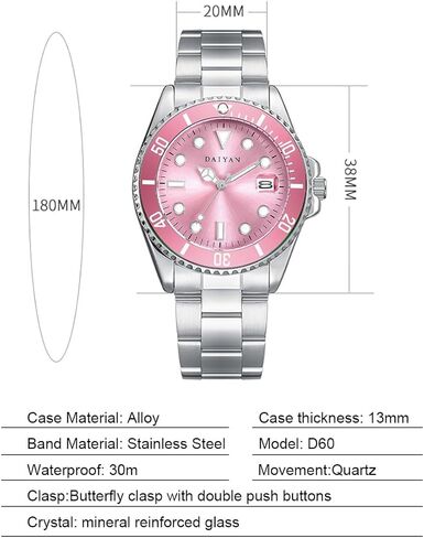 Pasoy Women’s Dial Watch Watch أنيقة 38 مم سوار الفولاذ المقاوم للصدأ الفولاذ المقاوم للصدأ in Kuwait
