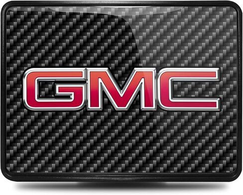 متوافق مع - شعار GMC الأشعة فوق البنفسجية ألياف الكربون تبدو صفيحة للوجه المعدني على ABS Plastic 2 غطاء عقبة السحب in Saudi Arabia