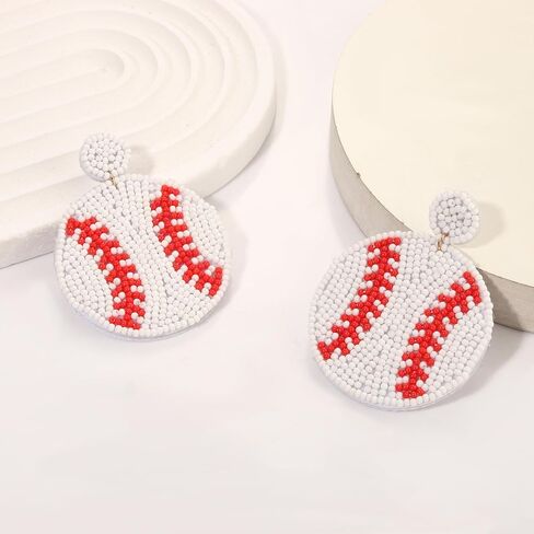 Baseball Bracelets Earrings for Women Stackable Preppy Beaded Heishi Bracelets Beaded Dangle Earrings Game Day Sports Baseball Mom Jewelry Accessories Party Favors in Kuwait