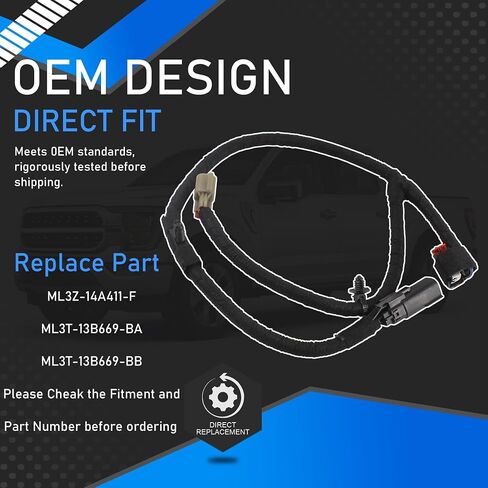 Rear Box Lighting LH Driver Side Bed Lamp Wiring Harness Jumper Assembly Compatible with 2021-2024 Ford F-150 Replaces ML3Z-14A411-F ML3T-13B669-BA ML3T-13B669-BB in Saudi Arabia