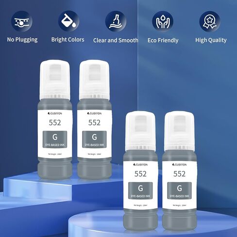 600ml 542 Pigment Ink for Epson Ecotank ET-5800 ET5850 ET-5880 ET-5150 ET-5170 ET-5180 ET-16600 ET-16650 ST-C8000 ST-C8090 Printers etc.(3 Black,1 Cyan,1 Magenta,1 Yellow) in Kuwait
