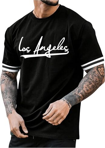 Milumia Men's Letter Graphic Short Sleeve Shirts Crew Neck Casual Tee Shirt Tops in Saudi Arabia