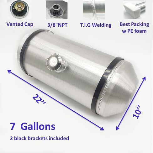 JSD AUTO PARTS 7 Gallons Aluminum Spun Fuel Tank 10" x22" Center Fill 3/8" NPT Outlet Gas Tank in Saudi Arabia