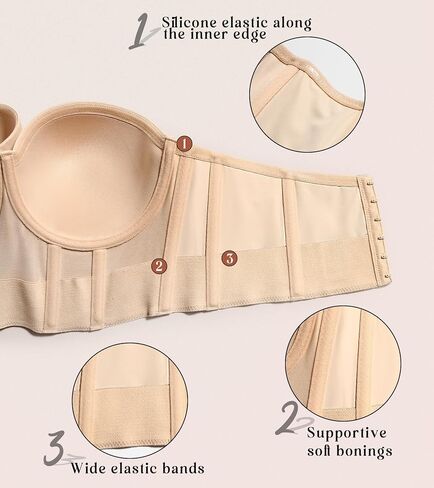 Women's Longline Strapless Full Figure Plus Size Corset Top Anti Slip Underwire Bra Hide Back Fat in Kuwait