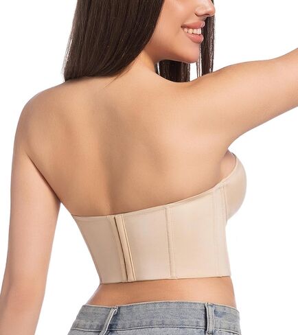 Women's Longline Strapless Full Figure Plus Size Corset Top Anti Slip Underwire Bra Hide Back Fat in Kuwait