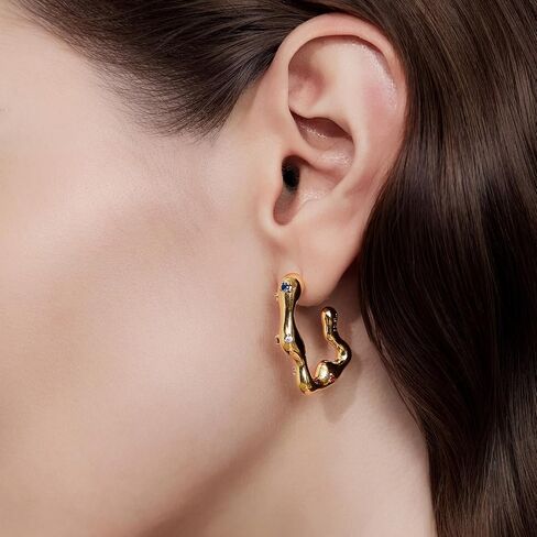 Cicy Bell 18k Gold Plated Earrings for Women Trendy Irregular Waterdrop Melting Liquid Cubic Zirconia Statement Drop Earrings Jewelry Gifts in Saudi Arabia