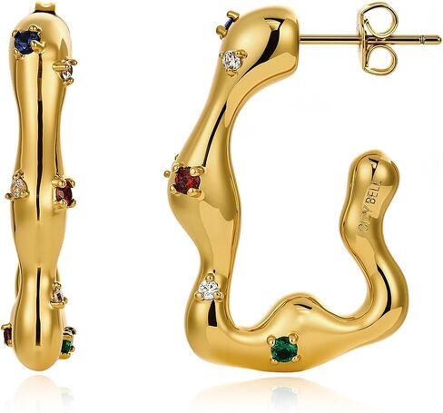 Cicy Bell 18k Gold Plated Earrings for Women Trendy Irregular Waterdrop Melting Liquid Cubic Zirconia Statement Drop Earrings Jewelry Gifts in Saudi Arabia