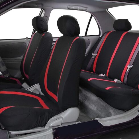 FH Group Car Seat Covers Rear Set Cloth - Car Seat Covers with Removable Headrest,Universal Fit,Automotive SeatCovers,Washable Car SeatCover for SUV,Sedan,Van Red in Kuwait