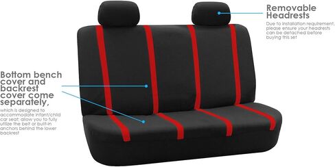 FH Group Car Seat Covers Rear Set Cloth - Car Seat Covers with Removable Headrest,Universal Fit,Automotive SeatCovers,Washable Car SeatCover for SUV,Sedan,Van Red in Kuwait