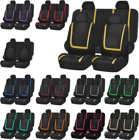 FH Group Car Seat Covers Rear Set Cloth - Car Seat Covers with Removable Headrest,Universal Fit,Automotive SeatCovers,Washable Car SeatCover for SUV,Sedan,Van Red in Kuwait