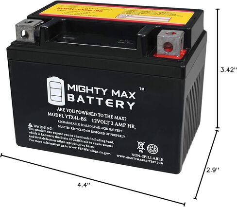 Mighty Max Battery YTX4L-BS SLA بطارية لـ Kawasaki 110 KLX110 ، L 2017 in Saudi Arabia