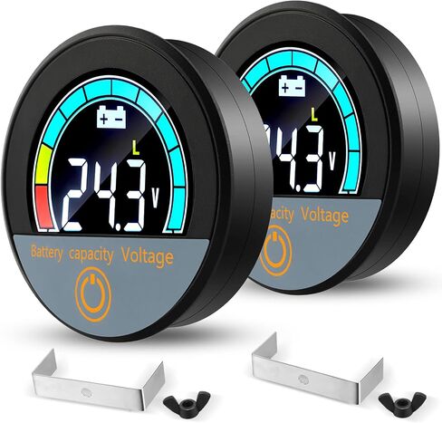 Battery Monitor Voltage Meter 12V 24V 48V 60V 72V 84V Waterproof Digital Indicator Round Golf Cart Battery Meter Embedded LCD Display Voltage Gauge for Golf Cart Motorcycle Car Truck (1) in Kuwait