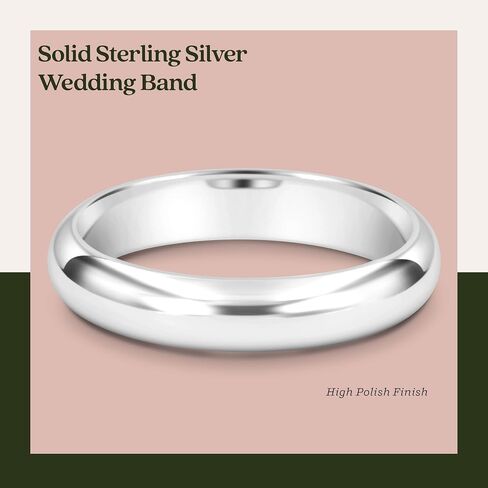 KEZEF Sterling Silver Wedding Band Ring for Men and Women – Wedding Bands for Her, Wedding Band for Women and Men, 6mm Width Silver Ring Size 15 in Saudi Arabia
