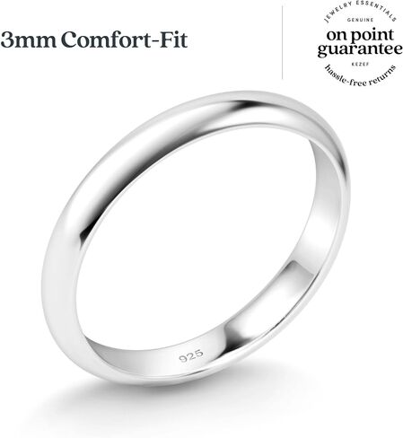 KEZEF Sterling Silver Wedding Band Ring for Men and Women – Wedding Bands for Her, Wedding Band for Women and Men, 6mm Width Silver Ring Size 15 in Saudi Arabia