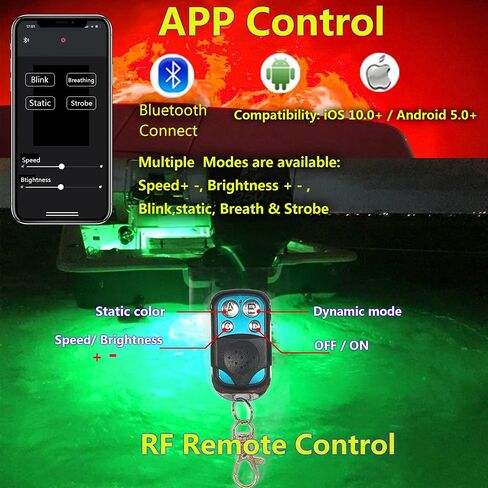 2 قطعة RGBW IP68 1/2in NPT ضوء قابس تصريف القارب مع جهاز تحكم عن بعد APP، ضوء LED للقوارب البحرية إضاءة تحت الماء لصيد الأسماك والسباحة والغوص، نظام تبريد ذكي، 4100LM in Kuwait