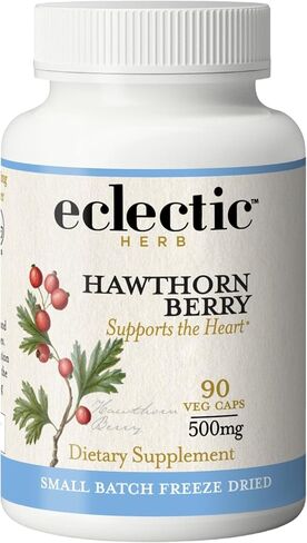 Eclectic Institute Raw Fresh Freeze-Dried Non-GMO Hawthorn Berry | Cardiovascular Support | 90 CT (500 mg) in Saudi Arabia