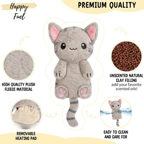 Calico Cat Microwavable 1.5 رطل وسادة تسخين غير معقولة للنساء والأطفال - لطيف وسادة ناعمة مريحة للحيوانات الدافئة القابلة للتسخين - كاواي ، Plushie الساخنة والبرودة - كاليكو كات هدايا للفتيات والنساء in Kuwait