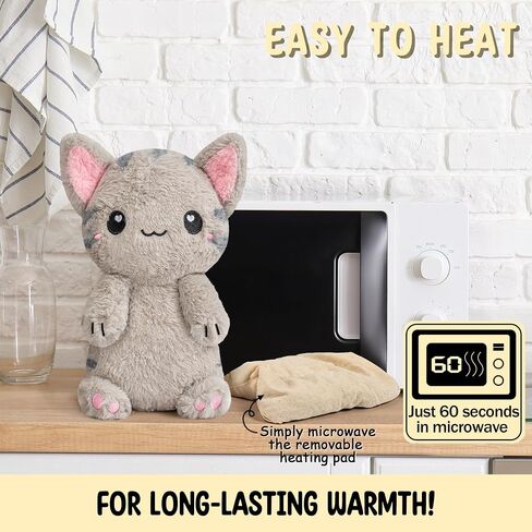 Calico Cat Microwavable 1.5 رطل وسادة تسخين غير معقولة للنساء والأطفال - لطيف وسادة ناعمة مريحة للحيوانات الدافئة القابلة للتسخين - كاواي ، Plushie الساخنة والبرودة - كاليكو كات هدايا للفتيات والنساء in Kuwait