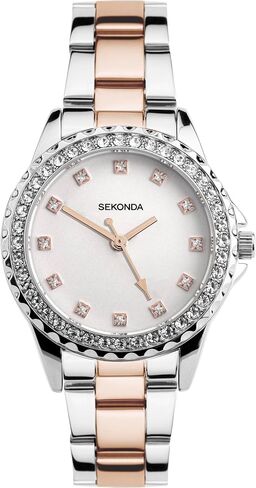 Sekonda Women's Quartz Watch 33mm with Stone Set Case, Analogue Display and Stainless Steel Bracelet in Kuwait