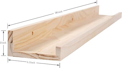 24 Inch Natural Pine Wood Floating Shelves for Bedroom, Wide Picture Ledge Set of 2, Wall Mount Unfinished Shelf Can be Stained Nursery Book Shelves for Kids Bedroom Living Room Bathroom Kitchen in Saudi Arabia