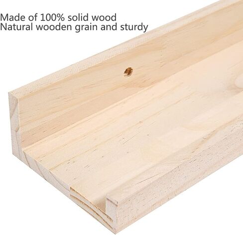 24 Inch Natural Pine Wood Floating Shelves for Bedroom, Wide Picture Ledge Set of 2, Wall Mount Unfinished Shelf Can be Stained Nursery Book Shelves for Kids Bedroom Living Room Bathroom Kitchen in Saudi Arabia