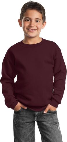 Port & Company - Youth Crewneck Sweatshirt. PC90Y, Maroon, Large in Saudi Arabia