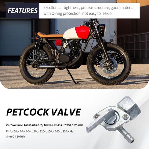 16950-163-035 FUEL VALVE PETCOCK SWITCE غازي غازي إيقاف PETCOCK متوافق مع هوندا 14 × 1.0 مم 50CC 70CC 90CC 110CC 125CC 150CC 200CC 250CC ، Honda CM185T CM200T XL125S XL125S CB125S CT125 TL125 in Saudi Arabia