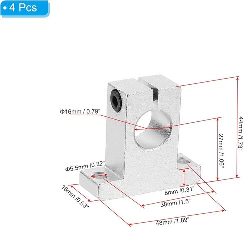 PATIKIL SK13 Aluminum Linear Motion Rod Rail Clamping Guide Support, 4 Pcs for 13mm Dia Shaft in Saudi Arabia