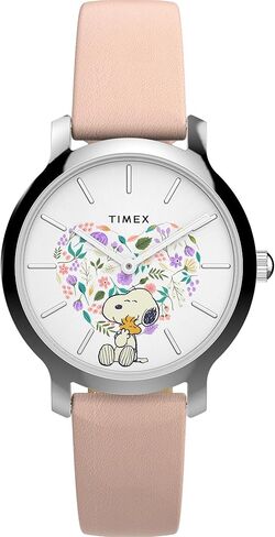 Timex Women's Peanuts Transcend 34mm Watch - Brown Strap Silver-Tone Dial Silver-Tone Case in Saudi Arabia