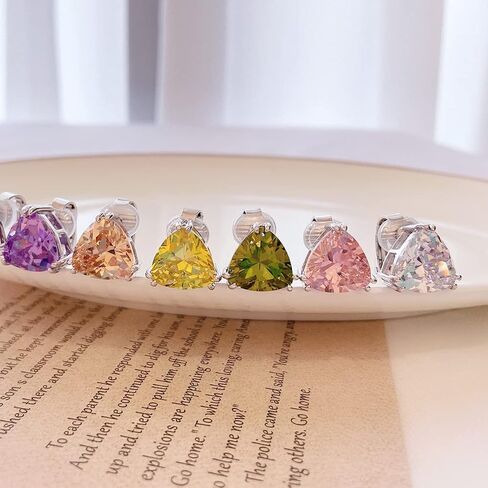 LAVINA Funky Solitaire Earrings Series - CZ Triangle Trillion Cut Clip On Earrings For Women Mom Men Fashion Wedding Party Prom Christmas Gift Jewelry in Saudi Arabia