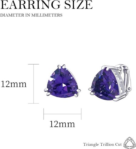 LAVINA Funky Solitaire Earrings Series - CZ Triangle Trillion Cut Clip On Earrings For Women Mom Men Fashion Wedding Party Prom Christmas Gift Jewelry in Saudi Arabia